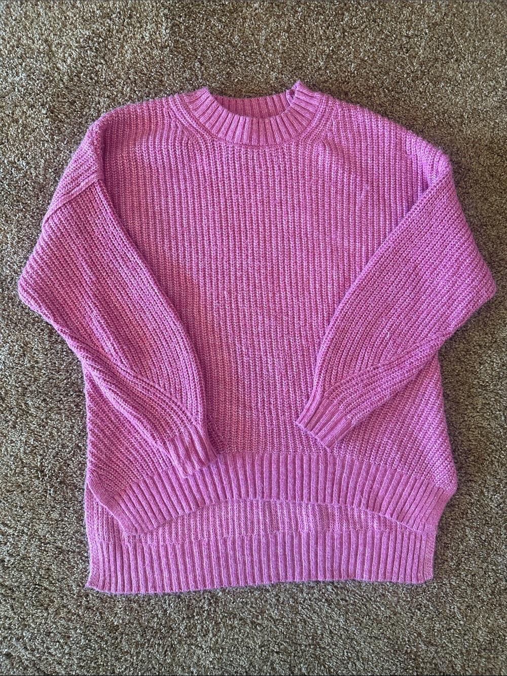 American Eagle Outfitters Pink Ribbed Crewneck Sweater